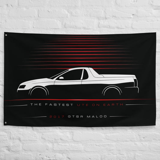 HSV GTSR Maloo 2017 car silhouette flag - White Brick Wall
