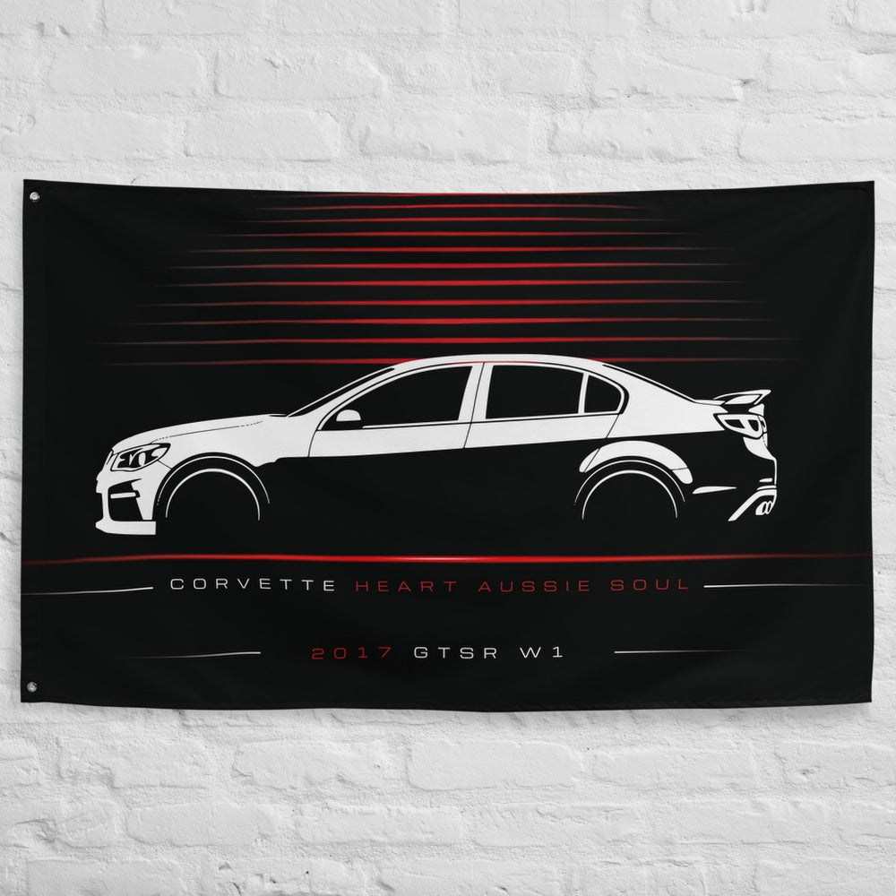 HSV GTSR W1 2017 car silhouette flag - White Brick Wall