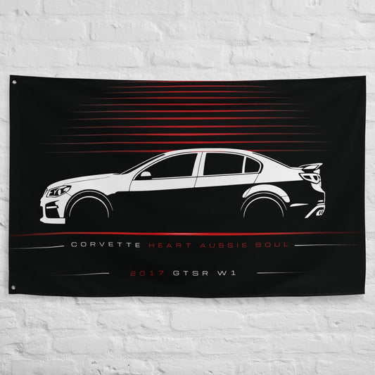 HSV GTSR W1 2017 car silhouette flag - White Brick Wall
