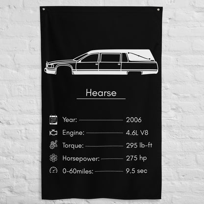 Cadillac Hearse 2006 car silhouette spec flag - White Brick Wall