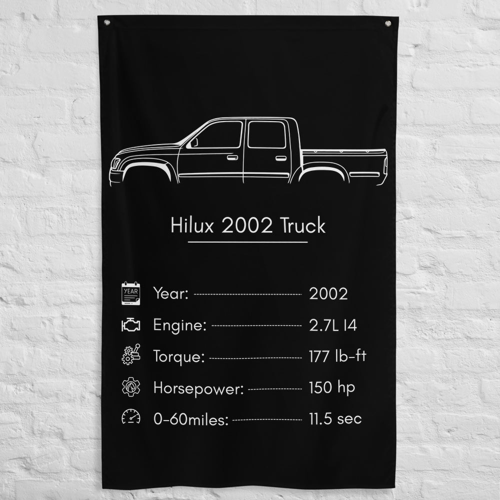 Toyota Hilux 2002 Truck 2002 car silhouette spec flag - White Brick Wall