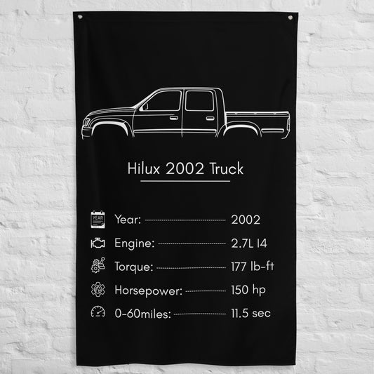 Toyota Hilux 2002 Truck 2002 car silhouette spec flag - White Brick Wall