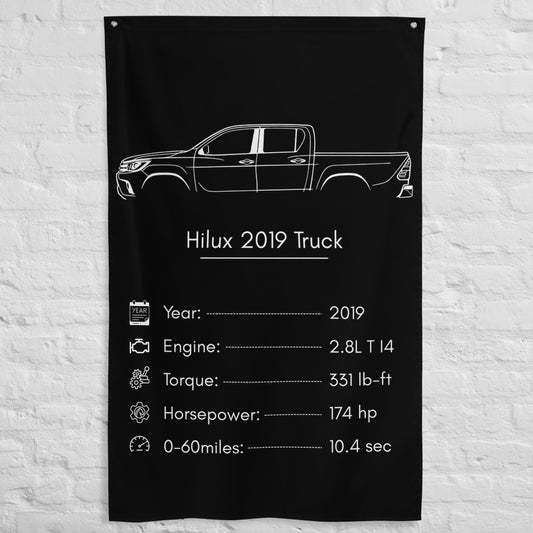 Toyota Hilux 2019 Truck 2019 car silhouette spec flag - White Brick Wall