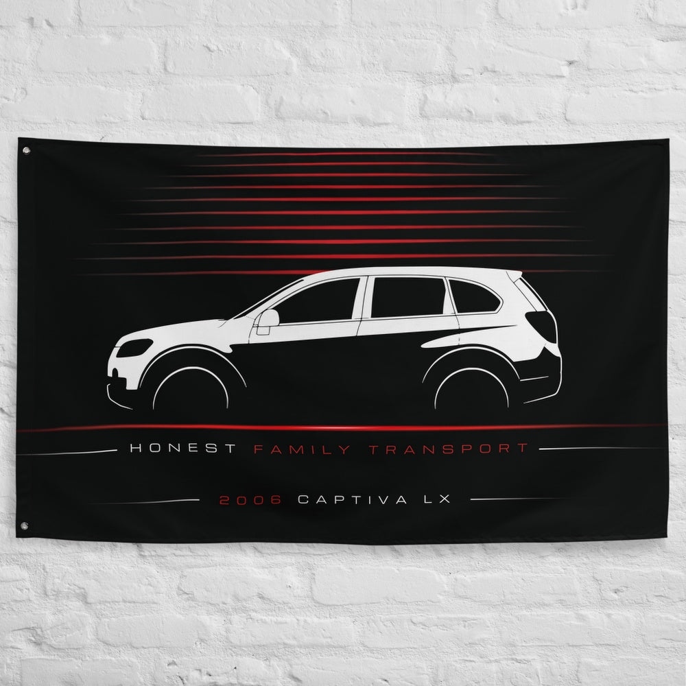 Holden Captiva LX 2006 car silhouette flag - White Brick Wall