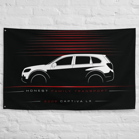 Holden Captiva LX 2006 car silhouette flag - White Brick Wall