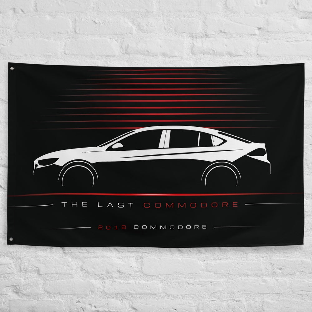 Holden Commodore 2018 car silhouette flag - White Brick Wall