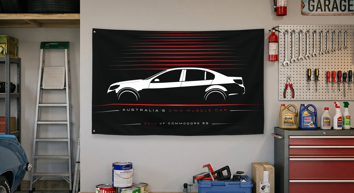Holden VF Commodore SS 2014 car silhouette flag - Garage Wall