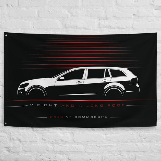 Holden VF Commodore Sportwagon 2014 car silhouette flag - White Brick Wall