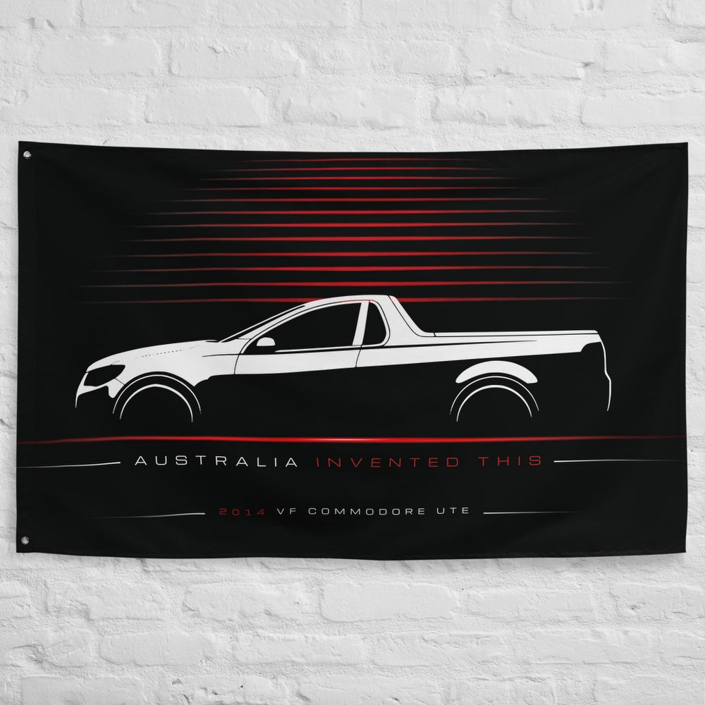Holden VF Commodore Ute 2014 car silhouette flag - White Brick Wall