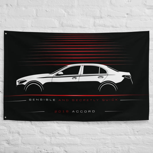Honda Accord 2018 car silhouette flag - White Brick Wall