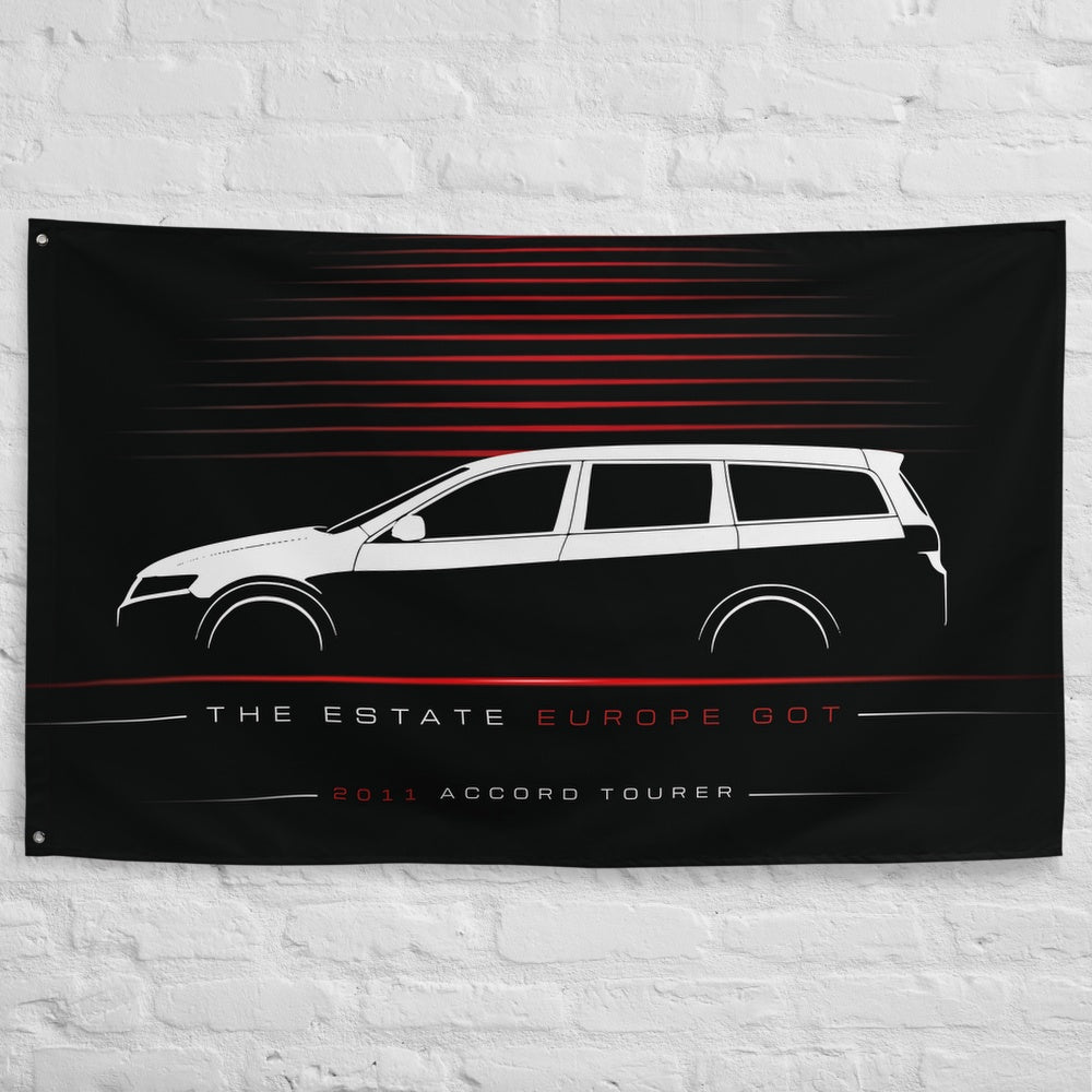 Honda Accord Tourer 2011 car silhouette flag - White Brick Wall