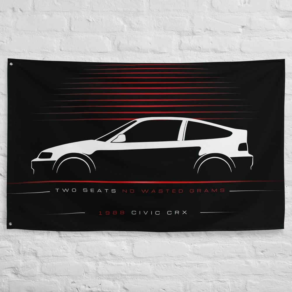 Honda Civic CRX 1988 car silhouette flag - White Brick Wall
