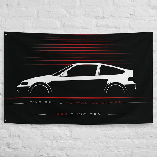 Honda Civic CRX 1988 car silhouette flag - White Brick Wall
