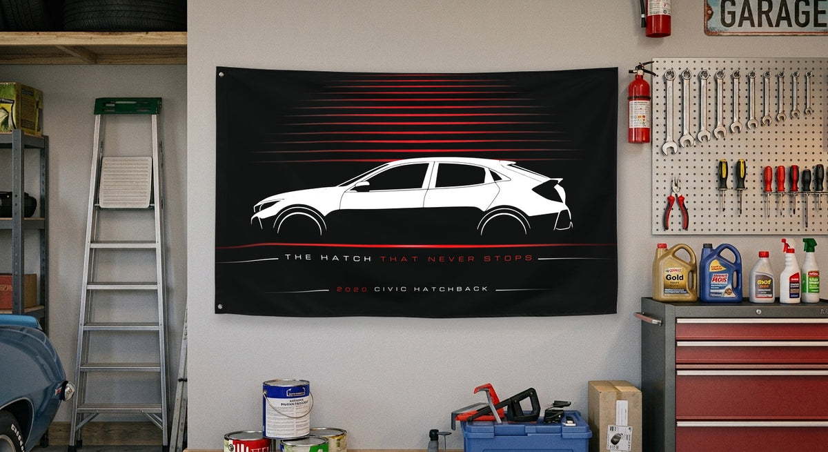 Honda Civic Hatchback 2020 car silhouette flag - Garage Wall