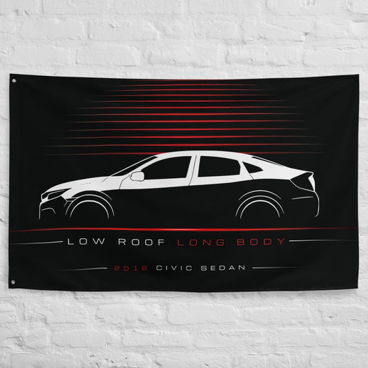 Honda Civic Sedan 2016 car silhouette flag - White Brick Wall
