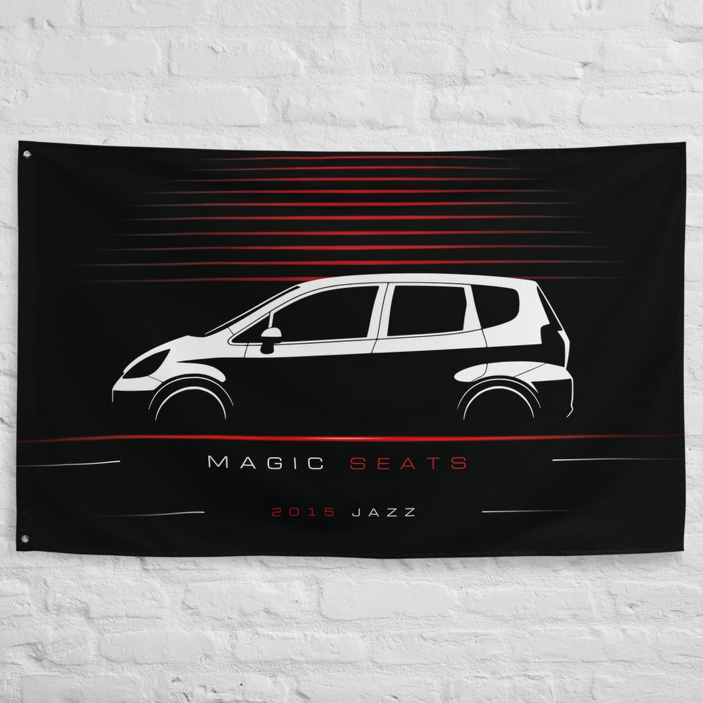 Honda Jazz 2015 car silhouette flag - White Brick Wall