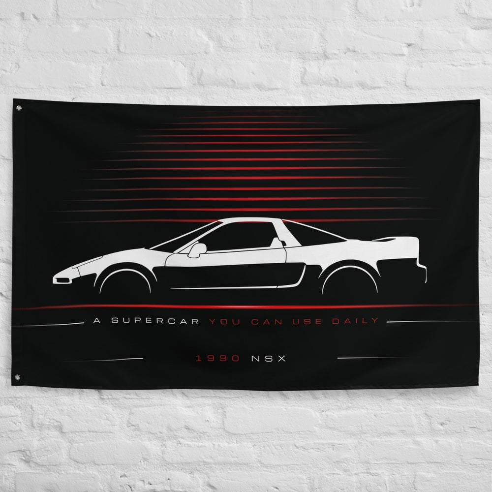 Honda NSX 1990 car silhouette flag - White Brick Wall