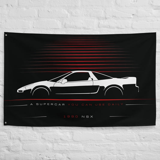 Honda NSX 1990 car silhouette flag - White Brick Wall