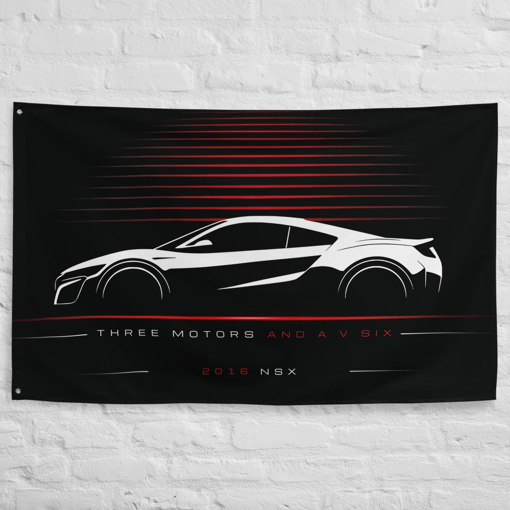 Honda NSX 2016 car silhouette flag - White Brick Wall