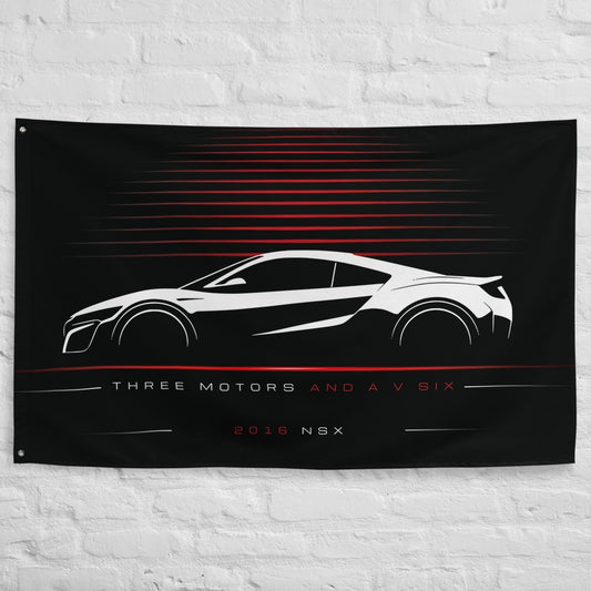 Honda NSX 2016 car silhouette flag - White Brick Wall