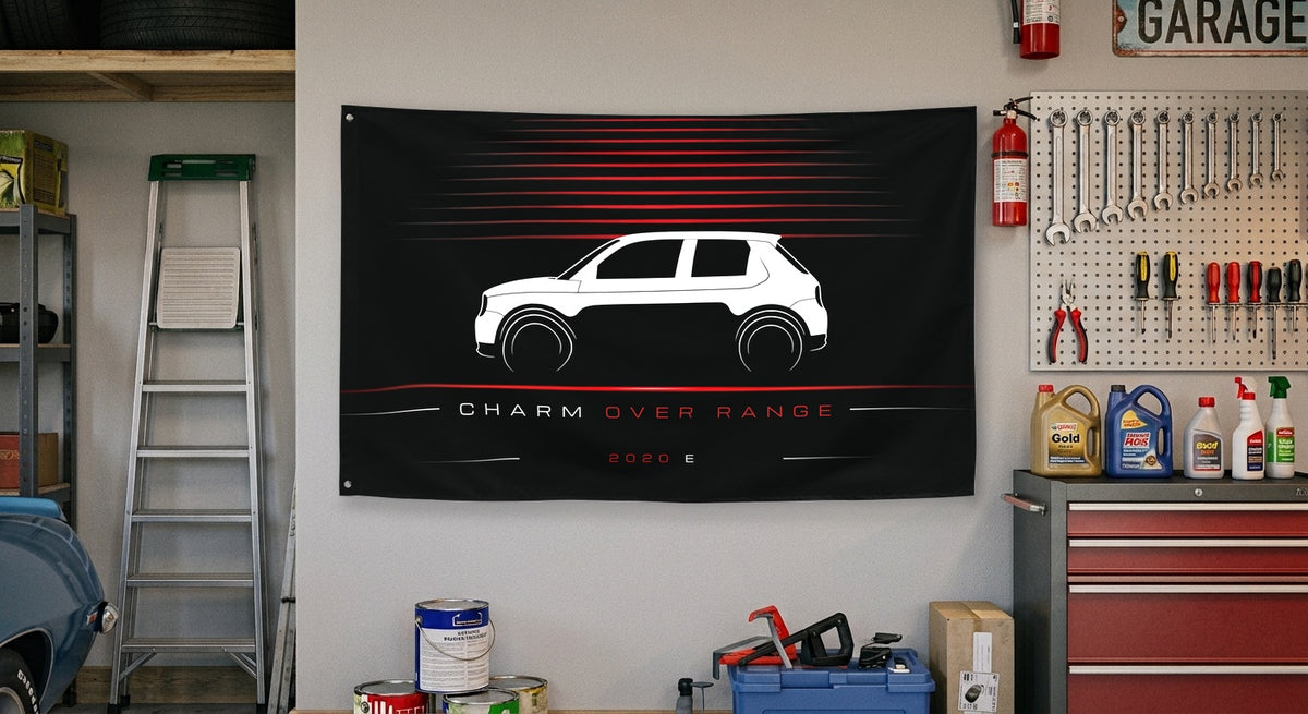 Honda e 2020 car silhouette flag - Garage Wall