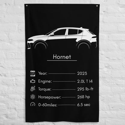 Dodge Hornet 2023 car silhouette spec flag - White Brick Wall