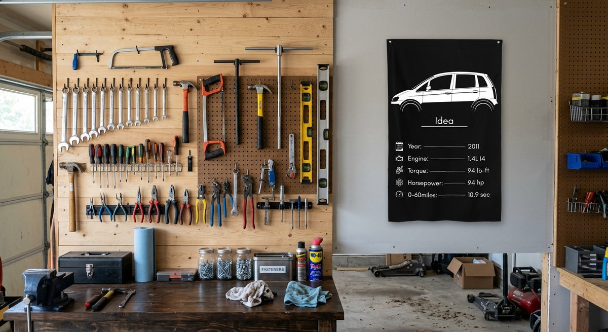 Fiat Idea 2011 car silhouette spec flag - Garage Pegboard Wall