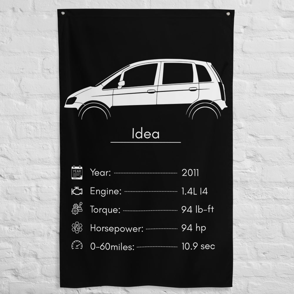 Fiat Idea 2011 car silhouette spec flag - White Brick Wall