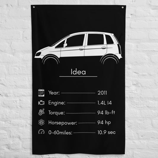 Fiat Idea 2011 car silhouette spec flag - White Brick Wall