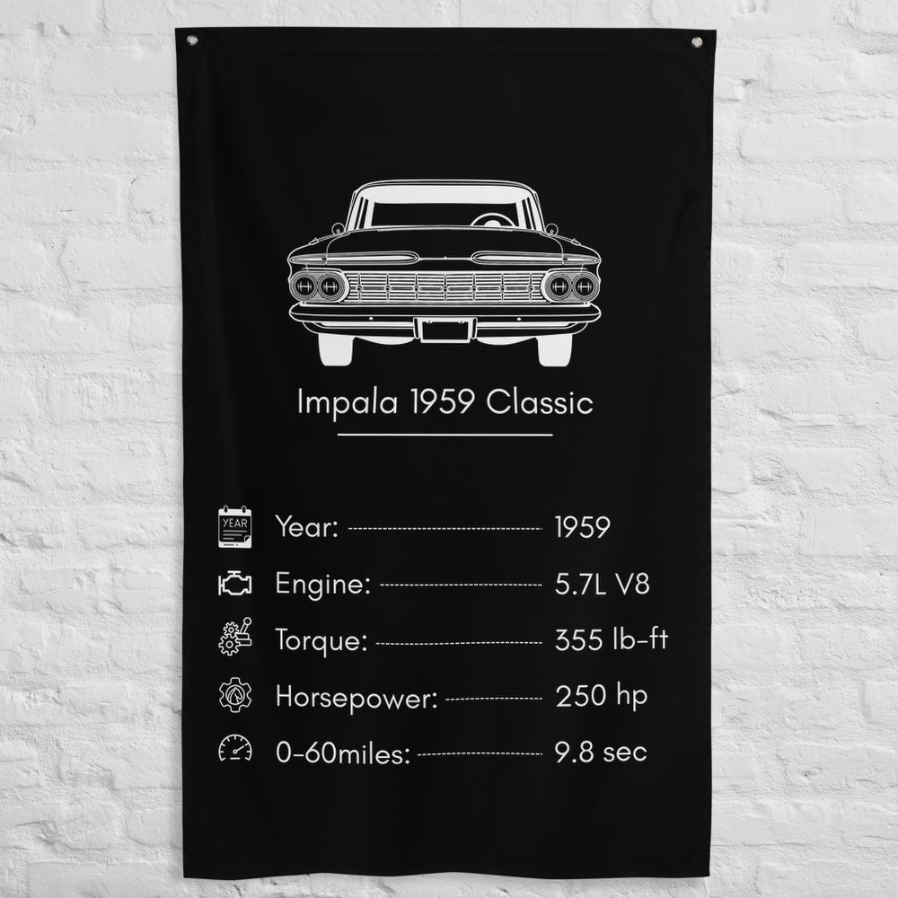 Chevrolet Impala 1959 Classic 1959 car silhouette spec flag - White Brick Wall