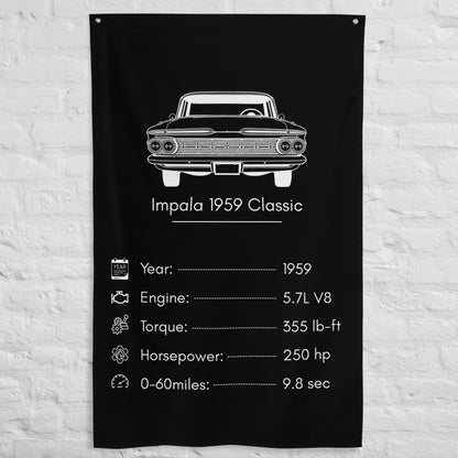 Chevrolet Impala 1959 Classic 1959 car silhouette spec flag - White Brick Wall