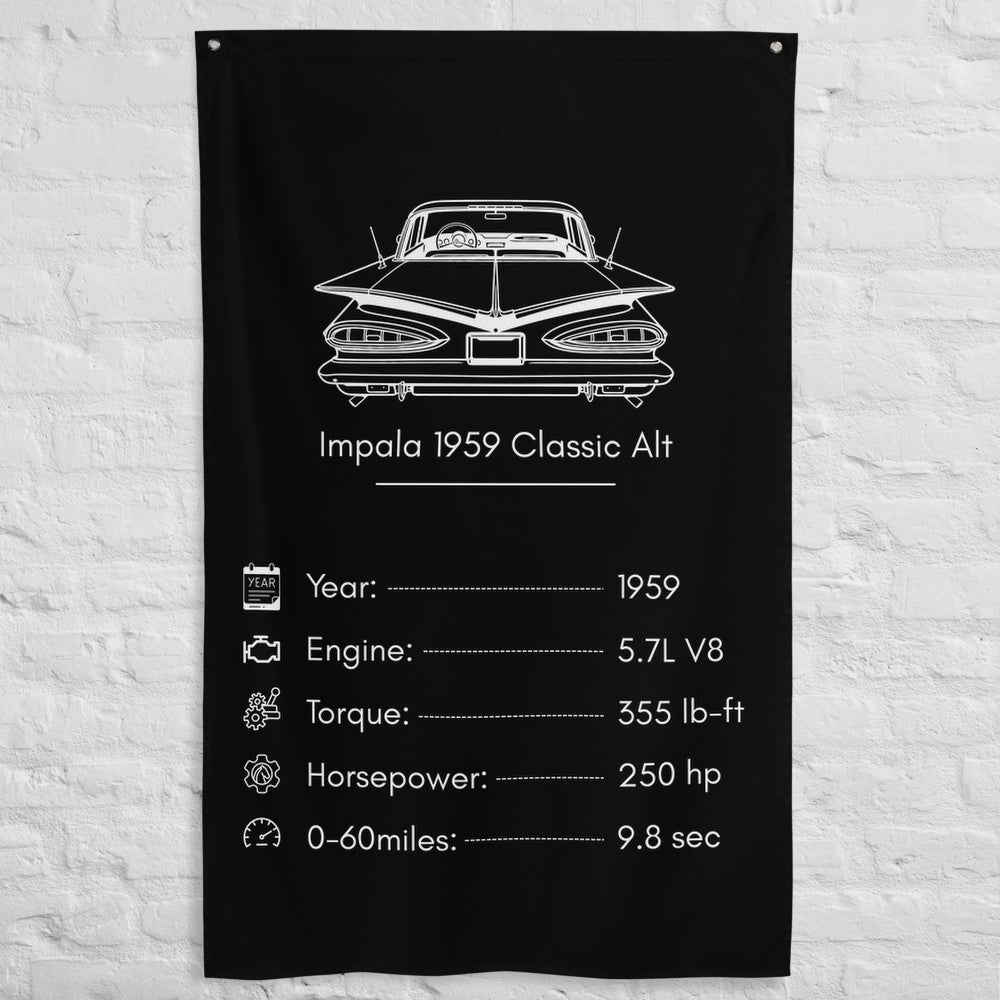 Chevrolet Impala 1959 Classic 1959 (Design 2) car silhouette spec flag - White Brick Wall