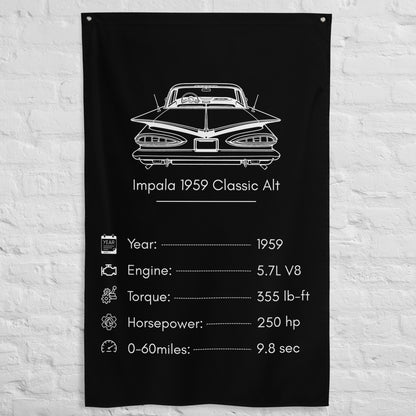Chevrolet Impala 1959 Classic 1959 (Design 2) car silhouette spec flag - White Brick Wall