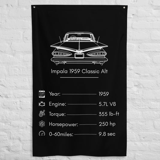Chevrolet Impala 1959 Classic 1959 (Design 2) car silhouette spec flag - White Brick Wall