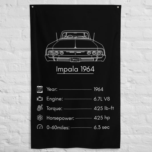 Chevrolet Impala 1964 1964 car silhouette spec flag - White Brick Wall