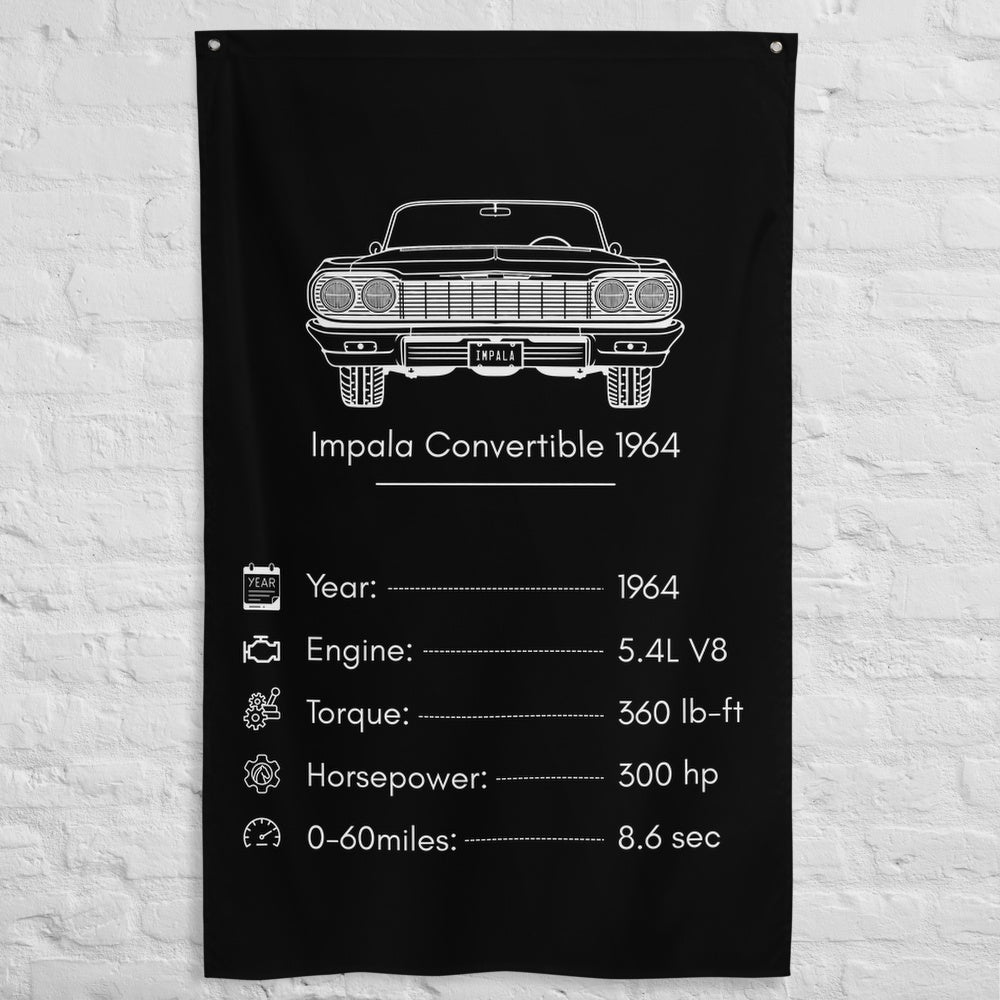 Chevrolet Impala Convertible 1964 1964 car silhouette spec flag - White Brick Wall