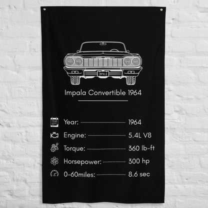 Chevrolet Impala Convertible 1964 1964 car silhouette spec flag - White Brick Wall
