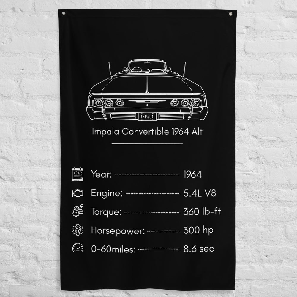 Chevrolet Impala Convertible 1964 1964 (Design 2) car silhouette spec flag - White Brick Wall