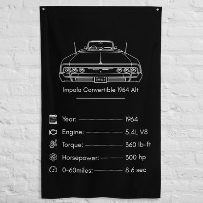 Chevrolet Impala Convertible 1964 1964 (Design 2) car silhouette spec flag - White Brick Wall