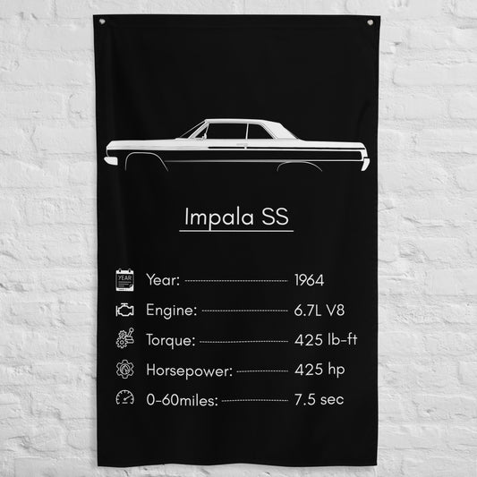 Chevrolet Impala SS 1964 car silhouette spec flag - White Brick Wall