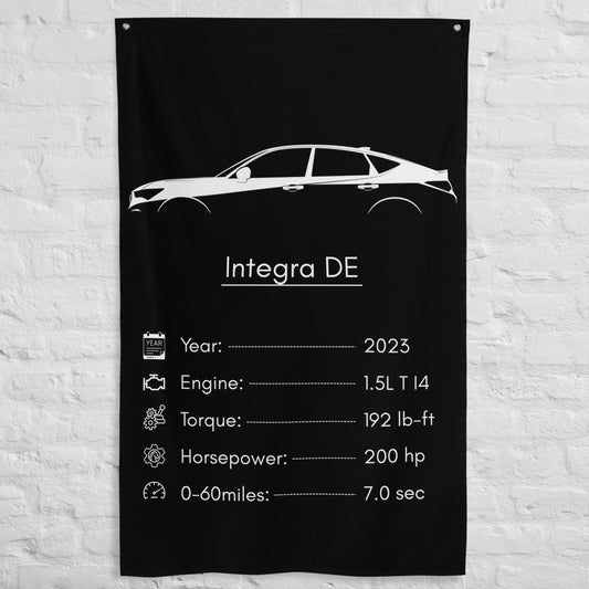 Acura Integra DE 2023 car silhouette spec flag - White Brick Wall