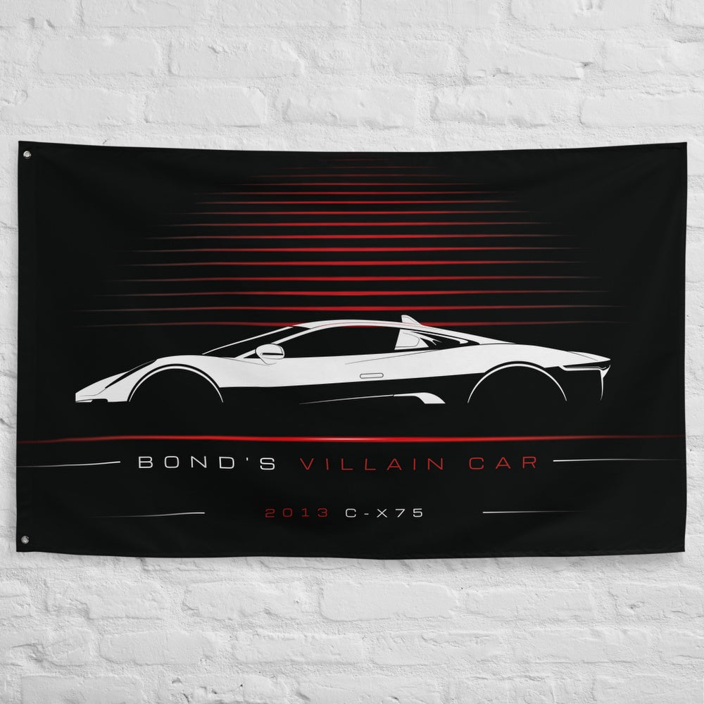 Jaguar C-X75 2013 car silhouette flag - White Brick Wall