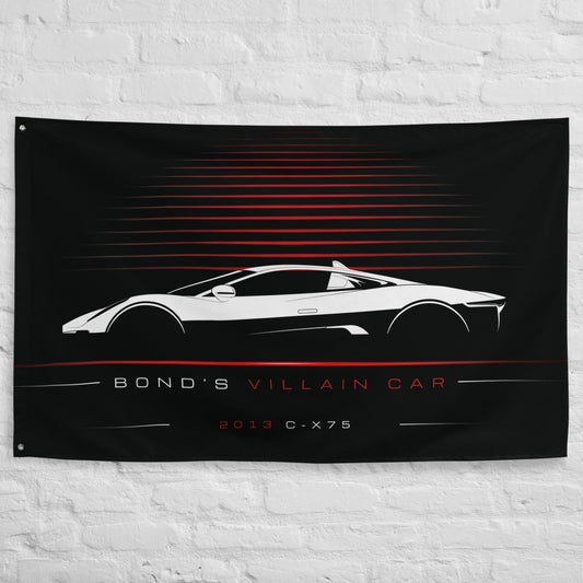 Jaguar C-X75 2013 car silhouette flag - White Brick Wall
