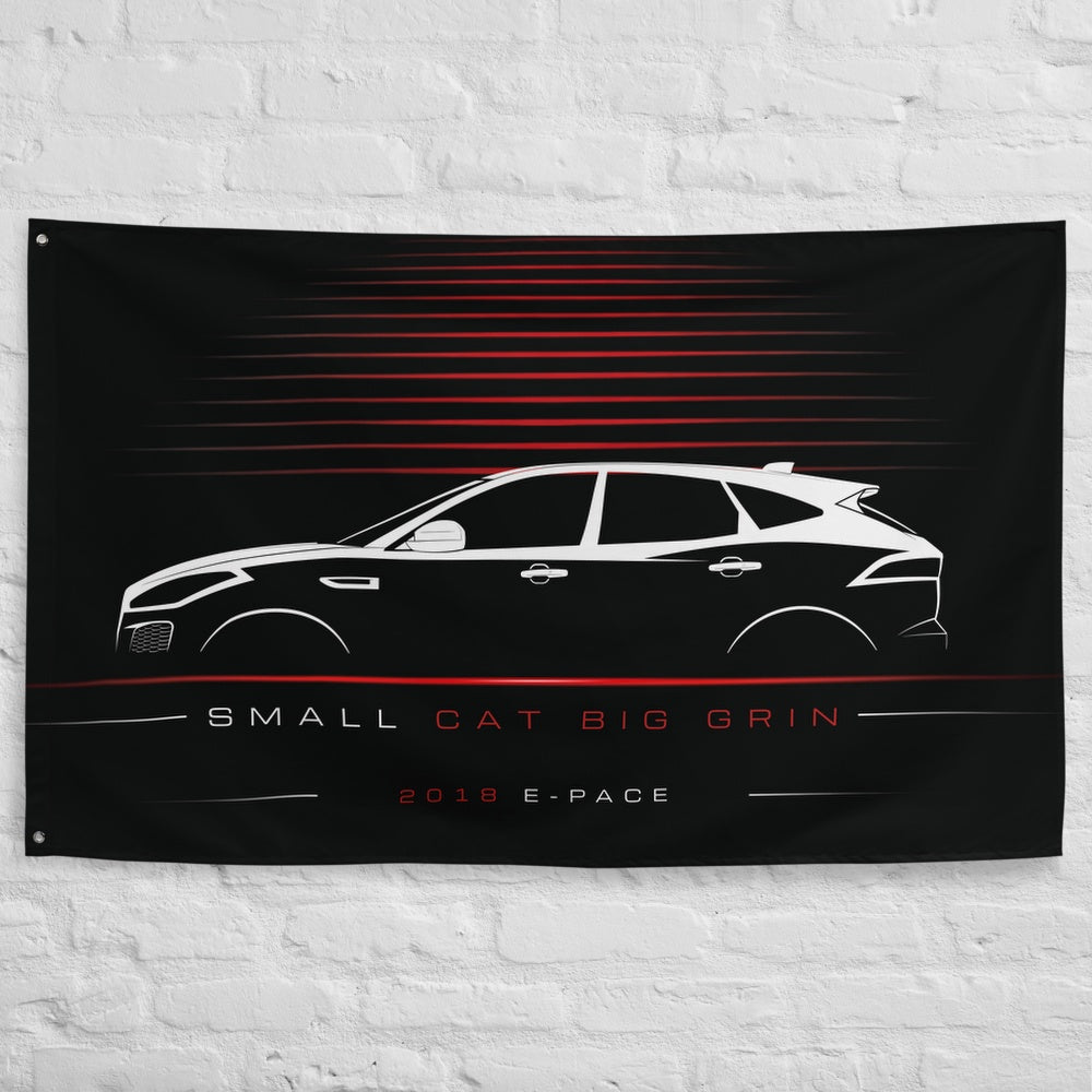 Jaguar E-Pace 2018 car silhouette flag - White Brick Wall