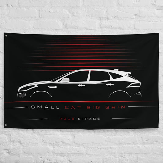 Jaguar E-Pace 2018 car silhouette flag - White Brick Wall