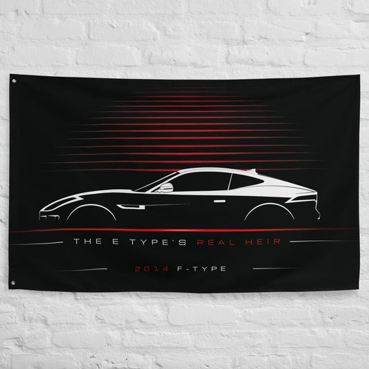 Jaguar F-Type 2014 car silhouette flag - White Brick Wall