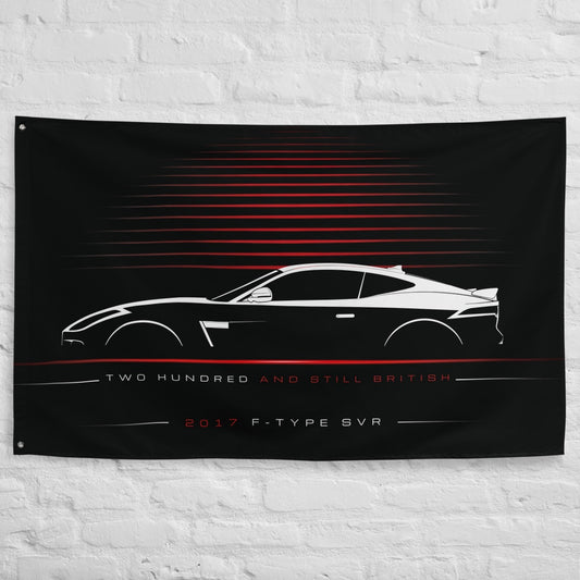 Jaguar F-Type SVR 2017 car silhouette flag - White Brick Wall