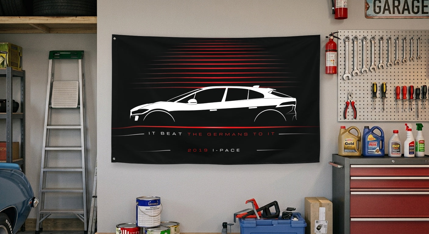 Jaguar I-Pace 2019 car silhouette flag - Garage Wall
