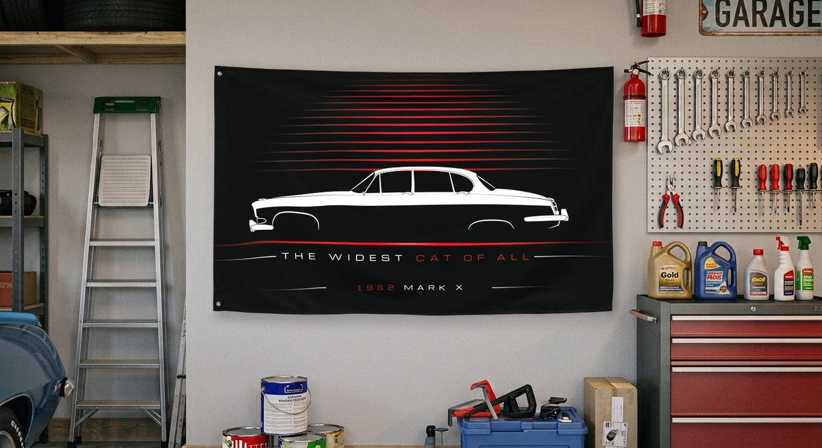 Jaguar Mark X 1962 car silhouette flag - Garage Wall