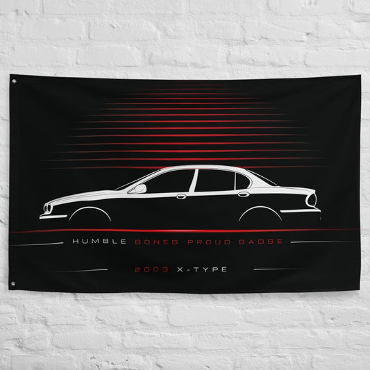 Jaguar X-Type 2003 car silhouette flag - White Brick Wall